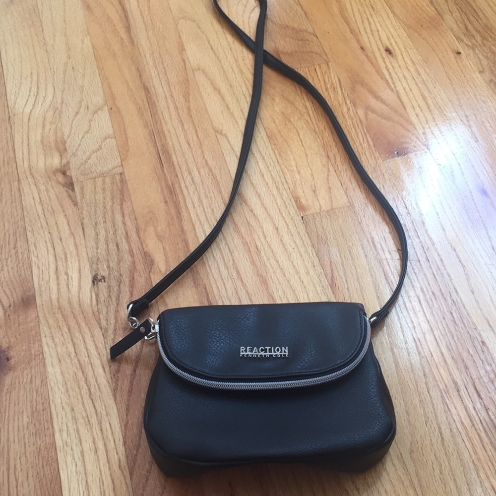 Kenneth Cole Reaction Black Crossbody Bag with Silver Hardware
